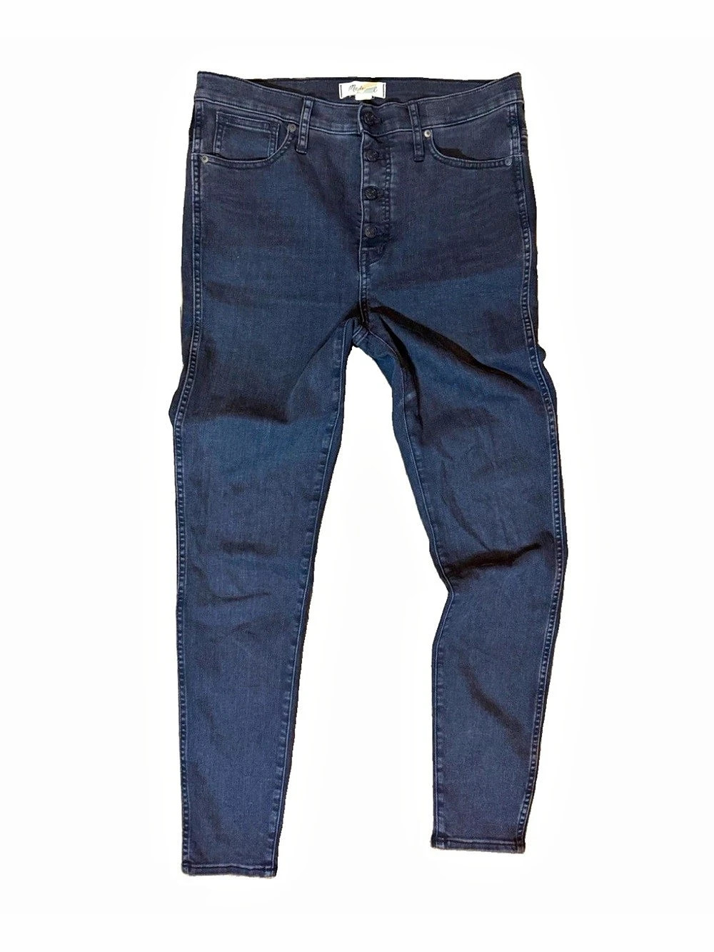 Madewell High-Rise Skinny Jeans | Dark Wash Denim | Button Fly | 31 Tall